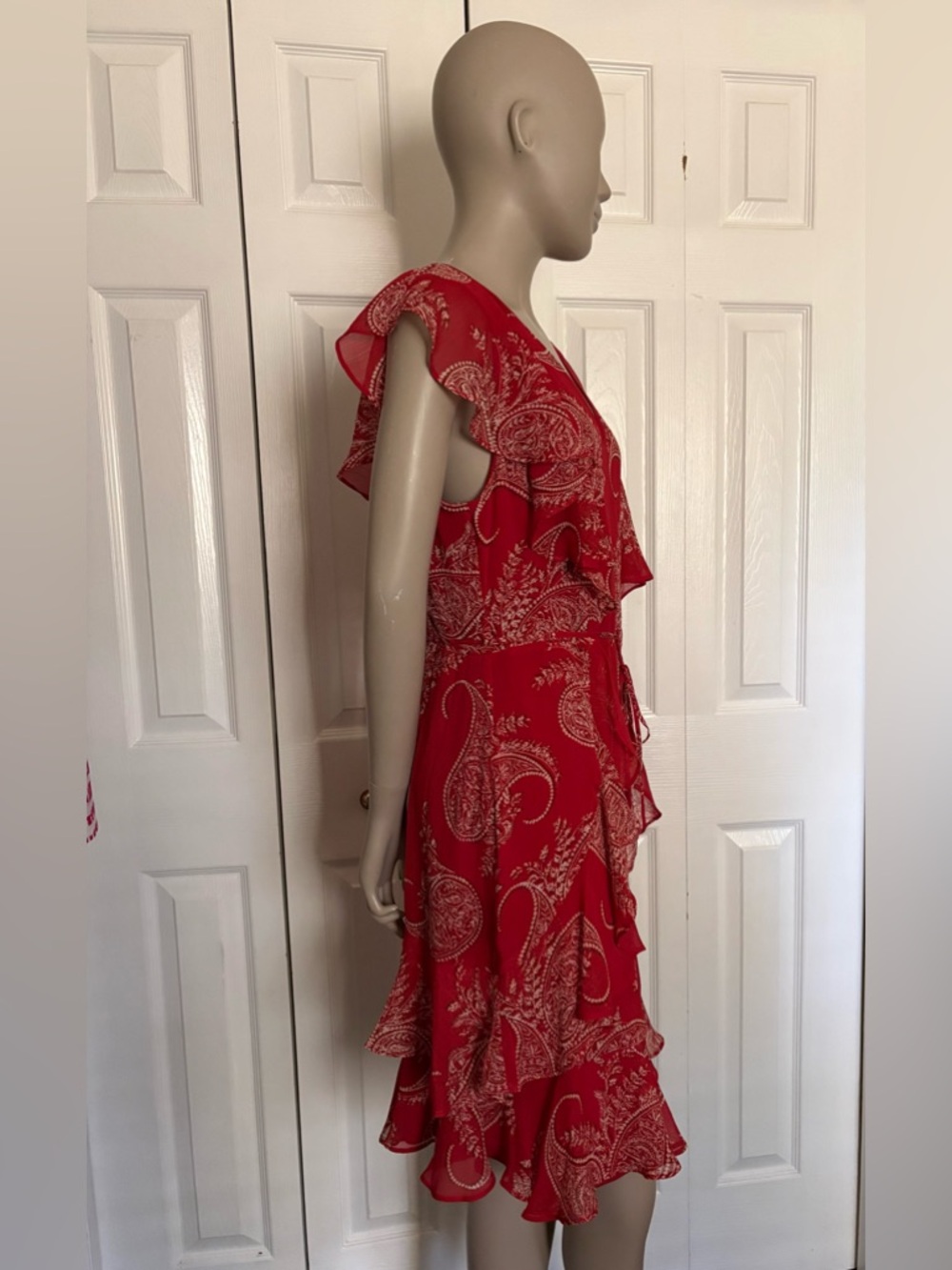 Tommy Hilfiger Red Paisley Ruffle Mini Dress - Picture 8 of 16